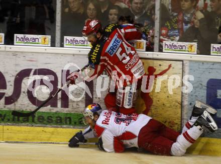 EBEL. Eishockey Bundesliga. KAC gegen EC Salzburg.  SCHNEIDER Andrew (KAC), REBEK Jeremy (Salzburg). Klagenfurt, am 5.4.2009.
Foto: Kuess 

---
pressefotos, pressefotografie, kuess, qs, qspictures, sport, bild, bilder, bilddatenbank