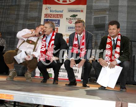 EBEL. Eishockey Bundesliga. KAC Meisterfeier. Erich Poechheim, Peter Steinkellner, Harald Scheucher, Christian Scheider. Klagenfurt, am 7.4.2009.
Foto: Kuess 

---
pressefotos, pressefotografie, kuess, qs, qspictures, sport, bild, bilder, bilddatenbank