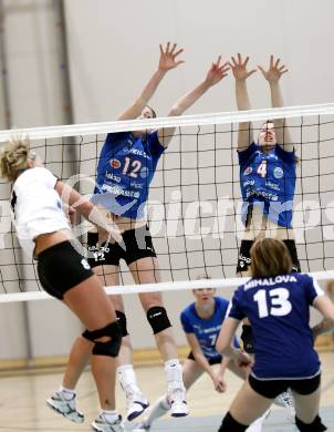 Volleyball. ATSC Wildcats gegen SVS Post. KOROBKOVA Natalia, Samira Mauch (Wildcats). Klagenfurt, 9.4.2009.
Foto: Kuess 

---
pressefotos, pressefotografie, kuess, qs, qspictures, sport, bild, bilder, bilddatenbank