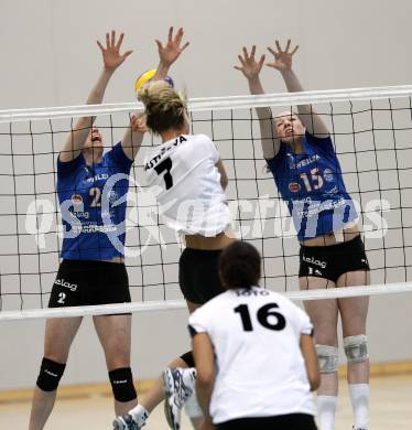 Volleyball. ATSC Wildcats gegen SVS Post. FLETCHER Kim, STIDHAM Missie (Wildcats). Klagenfurt, 9.4.2009.
Foto: Kuess 

---
pressefotos, pressefotografie, kuess, qs, qspictures, sport, bild, bilder, bilddatenbank