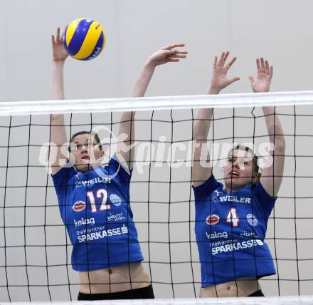 Volleyball. ATSC Wildcats gegen SVS Post. Natalya Korobkova, Samira Mauch (Wildcats). Klagenfurt, 9.4.2009.
Foto: Kuess 

---
pressefotos, pressefotografie, kuess, qs, qspictures, sport, bild, bilder, bilddatenbank