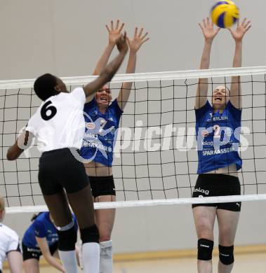 Volleyball. ATSC Wildcats gegen SVS Post. EVANS Lauren, FLETCHER Kim (Wildcats). Klagenfurt, 9.4.2009.
Foto: Kuess 

---
pressefotos, pressefotografie, kuess, qs, qspictures, sport, bild, bilder, bilddatenbank