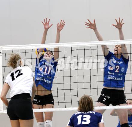 Volleyball. ATSC Wildcats gegen SVS Post. HOEDL Anna, FLETCHER Kim (Wildcats). Klagenfurt, 9.4.2009.
Foto: Kuess 

---
pressefotos, pressefotografie, kuess, qs, qspictures, sport, bild, bilder, bilddatenbank