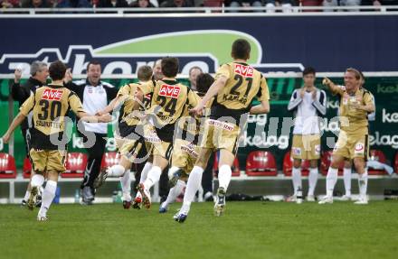 Fussball. Tipp3-Bundesliga. SK Austria Kelag Kaernten gegen LASK Linz. Torjubel LASK. Klagenfurt, 11.4.2009. 
Foto: Kuess

---
pressefotos, pressefotografie, kuess, qs, qspictures, sport, bild, bilder, bilddatenbank