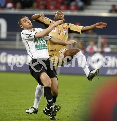 Fussball. Tipp3-Bundesliga. SK Austria Kelag Kaernten gegen LASK Linz. Marco Salvatore, (Austria Kaernten), Justice Majabvi  (Linz). Klagenfurt, 11.4.2009. 
Foto: Kuess

---
pressefotos, pressefotografie, kuess, qs, qspictures, sport, bild, bilder, bilddatenbank