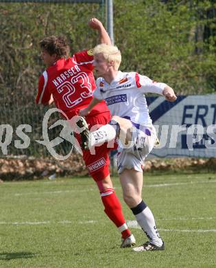 Fussball. Regionalliga Mitte. SAK gegen GAK. Partl Rene (SAK), Krasser Christoph (GAK). Klagenfurt, am 11.4. 2009.
Foto: Kuess

---
pressefotos, pressefotografie, kuess, qs, qspictures, sport, bild, bilder, bilddatenbank