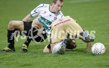 Fussball. Tipp3-Bundesliga. SK Austria Kelag Kaernten gegen LASK Linz. Manuel Ortlechner, (Austria Kaernten), Roman Wallner (Linz. Klagenfurt, 11.4.2009. 
Foto: Kuess

---
pressefotos, pressefotografie, kuess, qs, qspictures, sport, bild, bilder, bilddatenbank