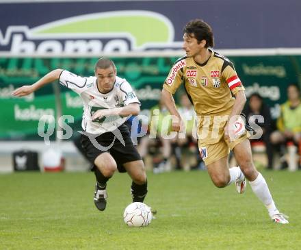 Fussball. Tipp3-Bundesliga. SK Austria Kelag Kaernten gegen LASK Linz. Marco Salvatore, (Austria Kaernten), Ivica Vastic (Linz). Klagenfurt, 11.4.2009. 
Foto: Kuess

---
pressefotos, pressefotografie, kuess, qs, qspictures, sport, bild, bilder, bilddatenbank