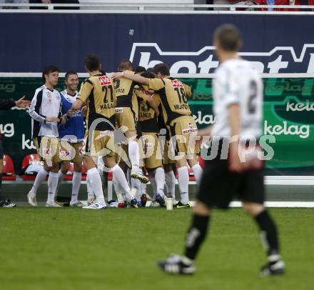 Fussball. Tipp3-Bundesliga. SK Austria Kelag Kaernten gegen LASK Linz. Torjubel LASK. Klagenfurt, 11.4.2009. 
Foto: Kuess

---
pressefotos, pressefotografie, kuess, qs, qspictures, sport, bild, bilder, bilddatenbank