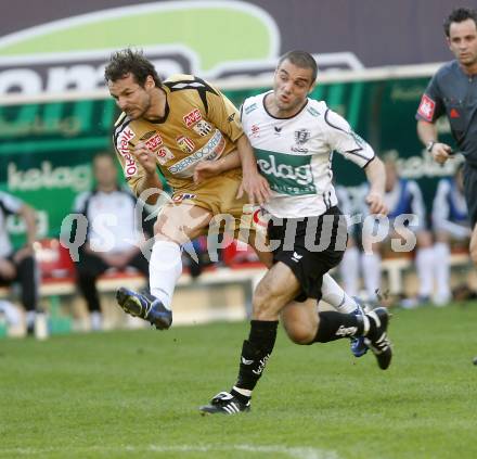 Fussball. Tipp3-Bundesliga. SK Austria Kelag Kaernten gegen LASK Linz. Marco Salvatore, (Austria Kaernten), Roman Wallner (Linz). Klagenfurt, 11.4.2009. 
Foto: Kuess

---
pressefotos, pressefotografie, kuess, qs, qspictures, sport, bild, bilder, bilddatenbank