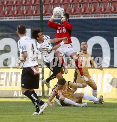 Fussball. Tipp3-Bundesliga. SK Austria Kelag Kaernten gegen LASK Linz. Atdhe Nuhiu, (Austria Kaernten), Michael Zaglmair (Linz). Klagenfurt, 11.4.2009. 
Foto: Kuess

---
pressefotos, pressefotografie, kuess, qs, qspictures, sport, bild, bilder, bilddatenbank