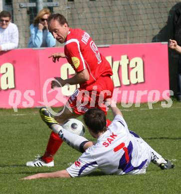 Fussball. Regionalliga Mitte. SAK gegen GAK. Aleksic Darjan (SAK), Fruestuek Robert (GAK). Klagenfurt, am 11.4. 2009.
Foto: Kuess

---
pressefotos, pressefotografie, kuess, qs, qspictures, sport, bild, bilder, bilddatenbank