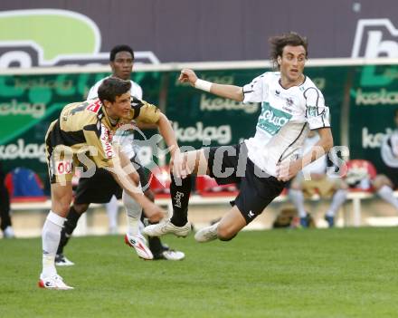 Fussball. Tipp3-Bundesliga. SK Austria Kelag Kaernten gegen LASK Linz. Atdhe Nuhiu (Austria Kaernten), Thomas Piermayr  (Linz). Klagenfurt, 11.4.2009. 
Foto: Kuess

---
pressefotos, pressefotografie, kuess, qs, qspictures, sport, bild, bilder, bilddatenbank