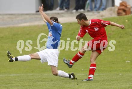 Fussball. Unterliga Ost. Koettmannsdorf gegen Ludmannsdorf. Kogler Florian (Koettmannsdorf), Muenzer David (Ludmannsdorf). Koettmannsdorf, 19.4.2009. 
Foto: Kuess

---
pressefotos, pressefotografie, kuess, qs, qspictures, sport, bild, bilder, bilddatenbank