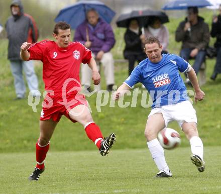 Fussball. Unterliga Ost. Koettmannsdorf gegen Ludmannsdorf. Frank Mario  (Koettmannsdorf), Horvat Metod (Ludmannsdorf). Koettmannsdorf, 19.4.2009. 
Foto: Kuess

---
pressefotos, pressefotografie, kuess, qs, qspictures, sport, bild, bilder, bilddatenbank