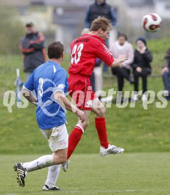 Fussball. Unterliga Ost. Koettmannsdorf gegen Ludmannsdorf. Frank Mario (Koettmannsdorf), Glantschnig Christian (Ludmannsdorf). Koettmannsdorf, 19.4.2009. 
Foto: Kuess

---
pressefotos, pressefotografie, kuess, qs, qspictures, sport, bild, bilder, bilddatenbank