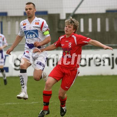 Fussball Regionalliga. SAK gegen St. Florian. Jolic Goran  (SAK), Mitterndorfer Thomas  (St. Florian). Klagenfurt, 2.5.2009. 
Foto: Kuess

---
pressefotos, pressefotografie, kuess, qs, qspictures, sport, bild, bilder, bilddatenbank