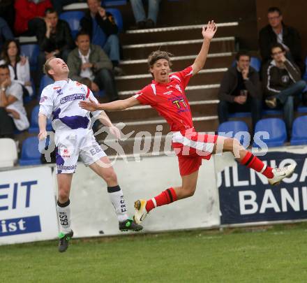 Fussball Regionalliga. SAK gegen St. Florian.  Sadjak Simon (SAK), Huber Ewald (St. Florian). Klagenfurt, 2.5.2009. 
Foto: Kuess

---
pressefotos, pressefotografie, kuess, qs, qspictures, sport, bild, bilder, bilddatenbank