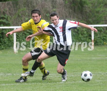 Fussball 1. Klasse B. SV Falle Maria Gail gegen ESV Admira Villach. Kujtim Mehmetaj (Maria Gail), Michael Russ (Admira Villach). Maria Gail, am 3.5.2009.
Foto: Kuess
---
pressefotos, pressefotografie, kuess, qs, qspictures, sport, bild, bilder, bilddatenbank