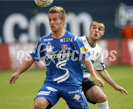 Fussball. Tipp3-Bundesliga. SK Austria Kelag Kaernten  gegen Kapfenberger SV. Marco Salvatore, (Austria Kaernten),  David Sencar(Kapfenberg). Klagenfurt, 9.5.2009. 
Foto: Kuess

---
pressefotos, pressefotografie, kuess, qs, qspictures, sport, bild, bilder, bilddatenbank