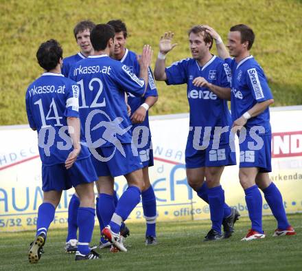 Fussball. Regionalliga. FC St. Veit gegen FC Blau-Weiß Linz. Torjubel (Linz). St. Veit, 8.5.2009. 
Foto: Kuess 

---
pressefotos, pressefotografie, kuess, qs, qspictures, sport, bild, bilder, bilddatenbank