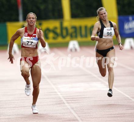 Leichtathletik. Austrian Top4Meeting. 100 Meter Frauen. Bettina Mueller-Weissina (AUT), Sara Strajnar (SLO). Villach, am 27.6.2009.
Foto: Kuess
---
pressefotos, pressefotografie, kuess, qs, qspictures, sport, bild, bilder, bilddatenbank