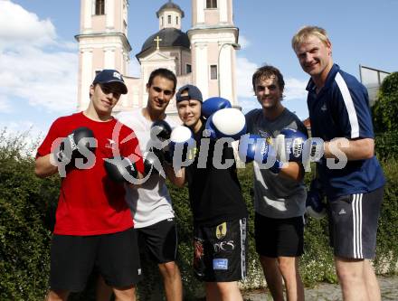 Eishockey Bundesliga. VSV. Sommertraining. Boxen. Nico Toff, Bernhard Starkbaum, Ines Eichwalder,  Andreas Kristler, Guenther Lanzinger. Villach, 9.7.2009.
Foto: Kuess
---
pressefotos, pressefotografie, kuess, qs, qspictures, sport, bild, bilder, bilddatenbank