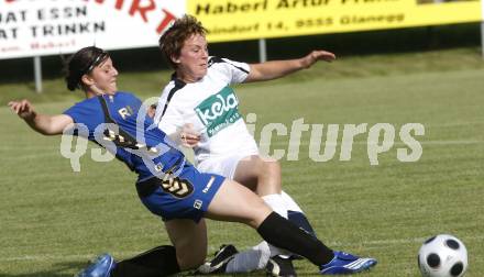 Frauenfussball Kaerntner Meisterschaft. St. Veit/Glanegg 2 gegen FC Feldkirchen. Anja Hildegard Puggl (St. Veit/Glanegg), Sabrina Flath (Feldkirchen). Glanegg, am 4.7.2009.
Foto: Kuess
---
pressefotos, pressefotografie, kuess, qs, qspictures, sport, bild, bilder, bilddatenbank