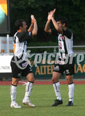 Fussball Testspiel. WAC/St. Andrae gegen 1. FC Koeln. Torjubel Juergen Saler, Ricardo Valter Da Costa (WAC). Wolfsberg, am 22.7.2009.
Foto: Kuess
---
pressefotos, pressefotografie, kuess, qs, qspictures, sport, bild, bilder, bilddatenbank