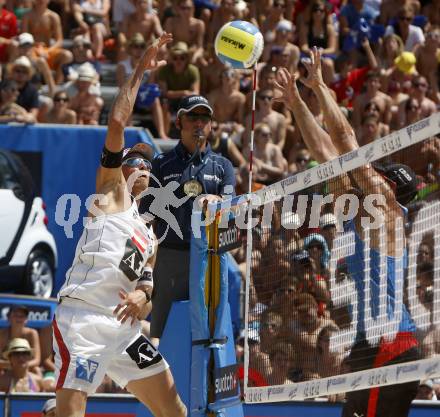 Beachvolleyball. DOPPLER Clemens, MELLITZER Matthias   (AUT). Klagenfurt, 30.7.2009.
Foto: Kuess 

---
pressefotos, pressefotografie, kuess, qs, qspictures, sport, bild, bilder, bilddatenbank