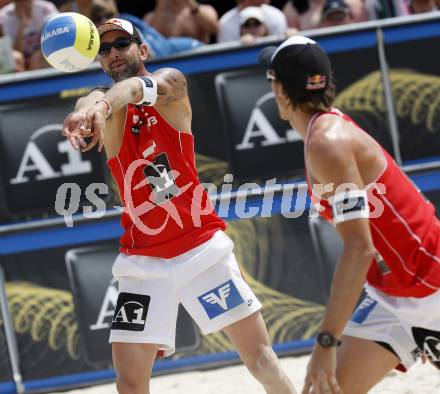 Beachvolleyball. DOPPLER Clemens, MELLITZER Matthias (AUT). Klagenfurt, 31.7.2009.
Foto: Kuess 

---
pressefotos, pressefotografie, kuess, qs, qspictures, sport, bild, bilder, bilddatenbank