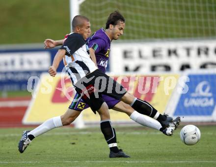 Fussball Regionalliga. WAC/St. Andrae gegen St. Stefan/Lav. Stefan Sebastian Korepp (WAC/St. Andrae), Igor Plisic (St. Stefan). Wolfsberg, am 7.8.2009.
Foto: Kuess
---
pressefotos, pressefotografie, kuess, qs, qspictures, sport, bild, bilder, bilddatenbank