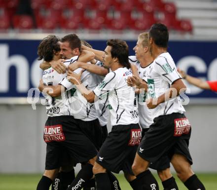 Fussball. Tipp3-Bundesliga. SK Austria Kelag Kaernten  gegen SK Sturm Graz. Torjubel (Austria Kaernten). Klagenfurt, 9.8.2009 
Foto: Kuess

---
pressefotos, pressefotografie, kuess, qs, qspictures, sport, bild, bilder, bilddatenbank