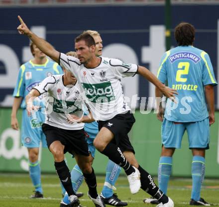 Fussball. Tipp3-Bundesliga. SK Austria Kelag Kaernten  gegen SK Sturm Graz. Torjubel Oliver Pusztai (Austria Kaernten). Klagenfurt, 9.8.2009 
Foto: Kuess

---
pressefotos, pressefotografie, kuess, qs, qspictures, sport, bild, bilder, bilddatenbank