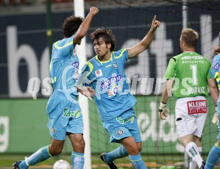 Fussball. Tipp3-Bundesliga. SK Austria Kelag Kaernten  gegen SK Sturm Graz. Torjubel Sturm Graz. Klagenfurt, 9.8.2009 
Foto: Kuess

---
pressefotos, pressefotografie, kuess, qs, qspictures, sport, bild, bilder, bilddatenbank