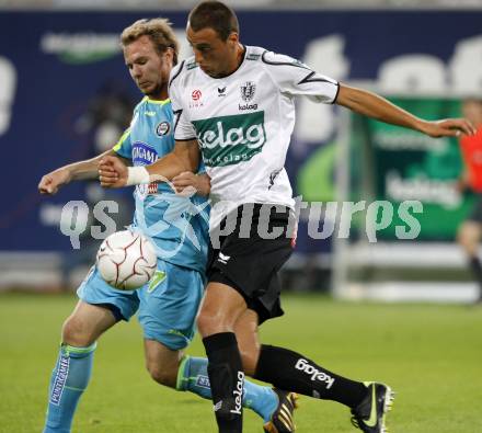 Fussball. Tipp3-Bundesliga. SK Austria Kelag Kaernten  gegen SK Sturm Graz. Atdhe Nuhiu, (Austria Kaernten), Mario Kienzl (Graz). Klagenfurt, 9.8.2009 
Foto: Kuess

---
pressefotos, pressefotografie, kuess, qs, qspictures, sport, bild, bilder, bilddatenbank