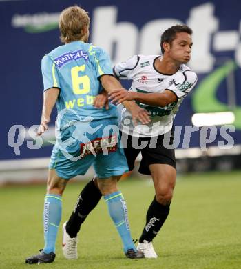 Fussball. Tipp3-Bundesliga. SK Austria Kelag Kaernten  gegen SK Sturm Graz. Andre Schembri, (Austria Kaernten), Manuel Weber (Graz). Klagenfurt, 9.8.2009 
Foto: Kuess

---
pressefotos, pressefotografie, kuess, qs, qspictures, sport, bild, bilder, bilddatenbank