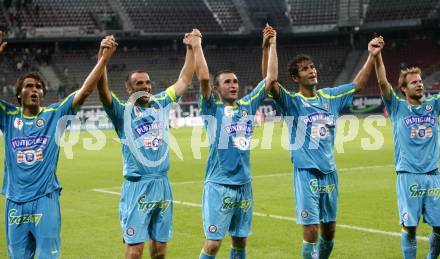 Fussball. Tipp3-Bundesliga. SK Austria Kelag Kaernten  gegen SK Sturm Graz. Jubel Sturm Graz (Graz). Klagenfurt, 9.8.2009 
Foto: Kuess

---
pressefotos, pressefotografie, kuess, qs, qspictures, sport, bild, bilder, bilddatenbank