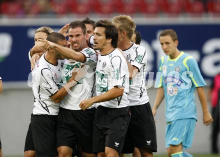 Fussball. Tipp3-Bundesliga. SK Austria Kelag Kaernten  gegen SK Sturm Graz. Torjubel (Austria Kaernten). Klagenfurt, 9.8.2009 
Foto: Kuess

---
pressefotos, pressefotografie, kuess, qs, qspictures, sport, bild, bilder, bilddatenbank