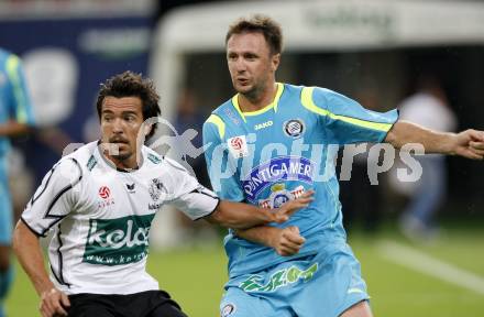 Fussball. Tipp3-Bundesliga. SK Austria Kelag Kaernten  gegen SK Sturm Graz. Fernando Troyansky, (Austria Kaernten), Samir Muratovic (Graz). Klagenfurt, 9.8.2009 
Foto: Kuess

---
pressefotos, pressefotografie, kuess, qs, qspictures, sport, bild, bilder, bilddatenbank