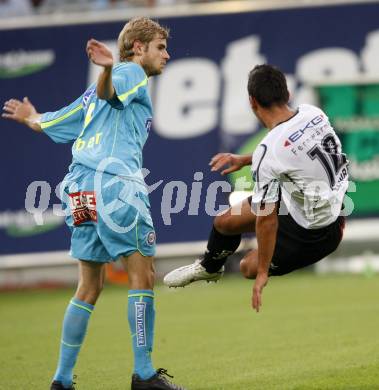 Fussball. Tipp3-Bundesliga. SK Austria Kelag Kaernten  gegen SK Sturm Graz. Andre Schembri, (Austria Kaernten), Manuel Weber (Graz). Klagenfurt, 9.8.2009 
Foto: Kuess

---
pressefotos, pressefotografie, kuess, qs, qspictures, sport, bild, bilder, bilddatenbank