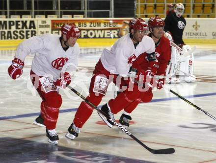 EBEL. Eishockey Bundesliga. Trainingsbeginn KAC. Mike Craig, Sean Brown, Jeff Shantz. Klagenfurt, am 10.8.2009.
Foto: Kuess 
---
pressefotos, pressefotografie, kuess, qs, qspictures, sport, bild, bilder, bilddatenbank