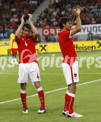 Fussball. Laenderspiel. Oesterreich gegen Kamerun. Martin Hiden, Ivica Vastic (Oesterreich).  Klagenfurt, 11.9.2009.
Foto: Kuess

---
pressefotos, pressefotografie, kuess, qs, qspictures, sport, bild, bilder, bilddatenbank