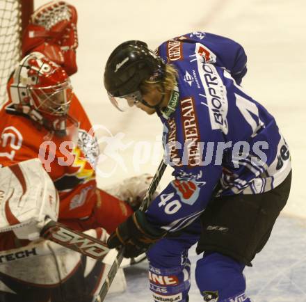 EBEL. Eishockey Bundesliga. Testspiel. Acroni Jesenice gegen EC VSV. Michael Grabner (VSV), Boris Tortunov  (Jesenice). Jesenice, 16. 9. 2009.
Foto: Kuess 

---
pressefotos, pressefotografie, kuess, qs, qspictures, sport, bild, bilder, bilddatenbank