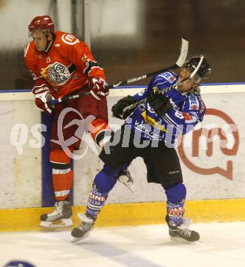 EBEL. Eishockey Bundesliga. Testspiel. Acroni Jesenice gegen EC VSV. Michael Grabner (VSV), Gaspr Susanj  (Jesenice). Jesenice, 16. 9. 2009.
Foto: Kuess 

---
pressefotos, pressefotografie, kuess, qs, qspictures, sport, bild, bilder, bilddatenbank