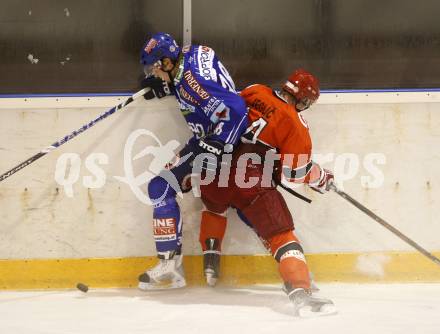 EBEL. Eishockey Bundesliga. Testspiel. Acroni Jesenice gegen EC VSV. Marco Zorec (VSV), Jeglic Ziga  (Jesenice). Jesenice, 16. 9. 2009.
Foto: Kuess 

---
pressefotos, pressefotografie, kuess, qs, qspictures, sport, bild, bilder, bilddatenbank