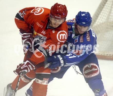 EBEL. Eishockey Bundesliga. Testspiel. Acroni Jesenice gegen EC VSV. Andreas Kristler (VSV), David Slivnik  (Jesenice). Jesenice, 16. 9. 2009.
Foto: Kuess 

---
pressefotos, pressefotografie, kuess, qs, qspictures, sport, bild, bilder, bilddatenbank