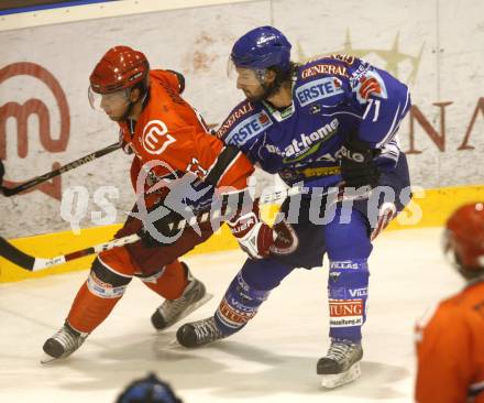 EBEL. Eishockey Bundesliga. Testspiel. Acroni Jesenice gegen EC VSV. Kiel McLeod (VSV), Mitja Robar (Jesenice). Jesenice, 16. 9. 2009.
Foto: Kuess 

---
pressefotos, pressefotografie, kuess, qs, qspictures, sport, bild, bilder, bilddatenbank