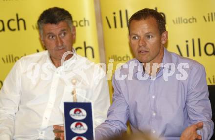 EBEL. Eishockey Bundesliga. Pressekonferenz VSV. Giuseppe Mion, Trainer Johan Stroemwall. Villach, am 19.8.2009.
Foto: Kuess
---
pressefotos, pressefotografie, kuess, qs, qspictures, sport, bild, bilder, bilddatenbank