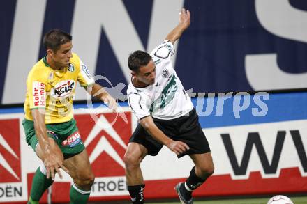 Fussball Austria Kaernten gegen SV Josko Ried. Markus Pink (Kaernten), Martin Stocklasa (Ried). Klagenfurt, am 21.8.2009.
Foto: Kuess
---
pressefotos, pressefotografie, kuess, qs, qspictures, sport, bild, bilder, bilddatenbank